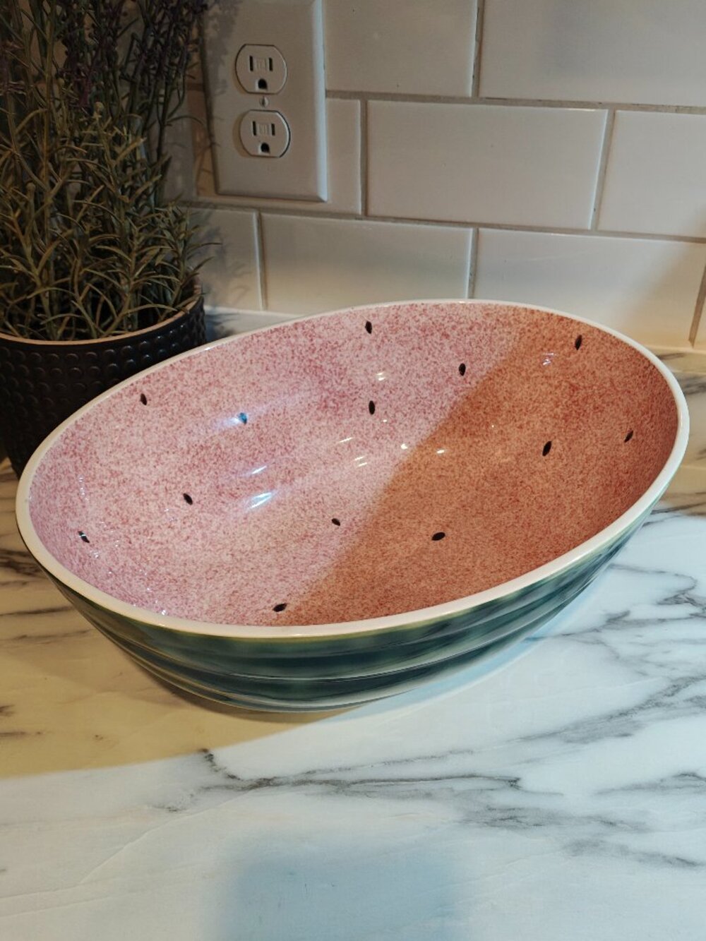 Large Watermelon Serving Bowl Summer Fruit Kitchen Decor Party Serveware